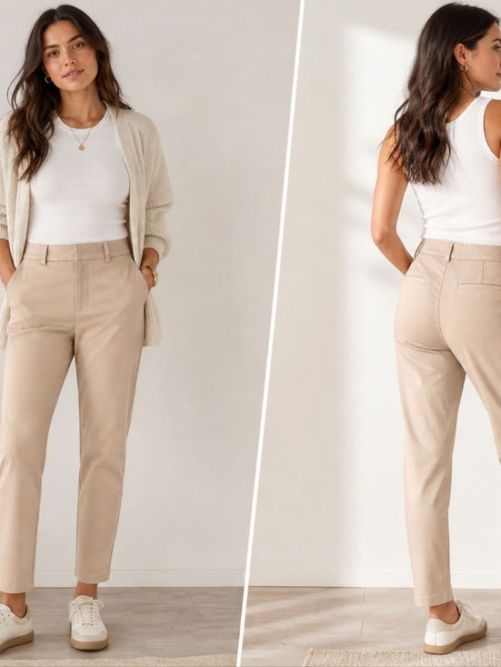 Old Navy Pants - Old Navy High-Rise Pixie Pants Women’s Size 6 Beige Ankle Career Stretch Contemp